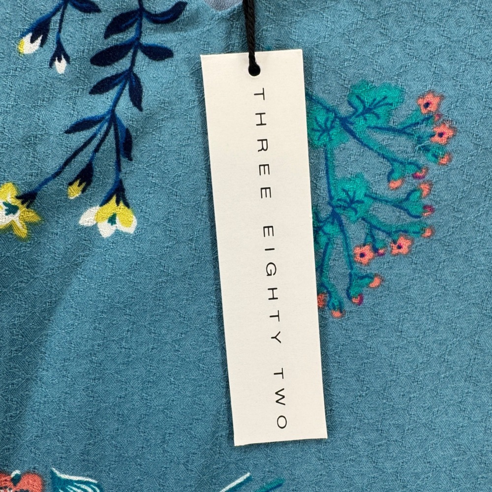 Three Eighty Two Floral Cami Dress Blue Racerback V-Neck Mini NWT Size S - Picture 4 of 9